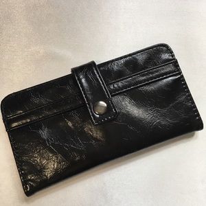Slim black faux leather wallet